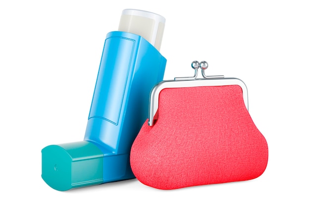 Photo metereddose inhaler mdi with coin purse 3d rendering