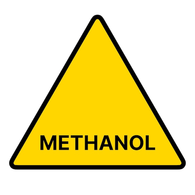 Methanol Gas Warning Triangle Sign Sticker Label Placard Symbol On Transparent Background