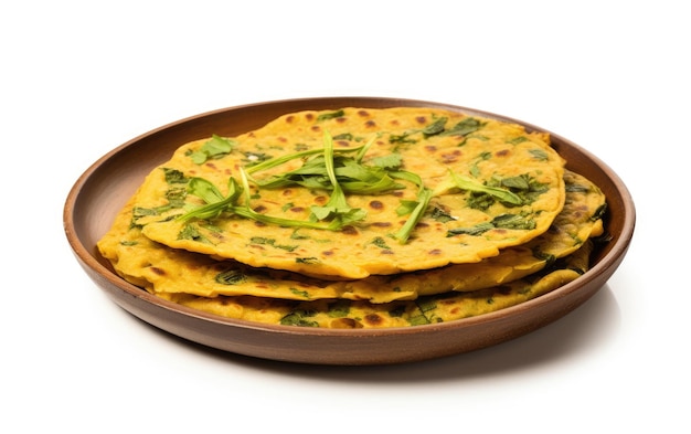 Methi Thepla on White Background