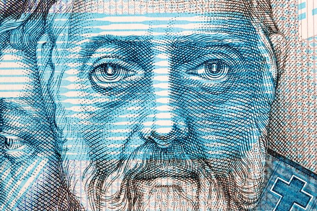 スロバキアの貨幣からクローズアップのメソディウス肖像画
