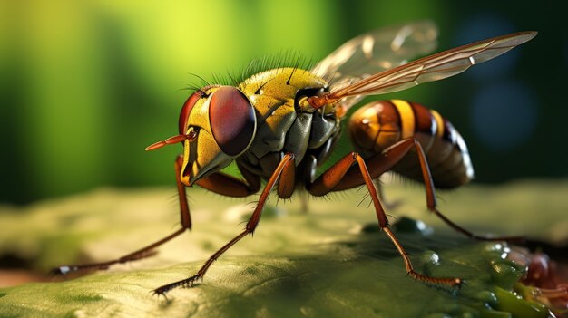 Meticulous Photorealistic Still Life Stunning Vray Tracing Image Of A Large Wasp