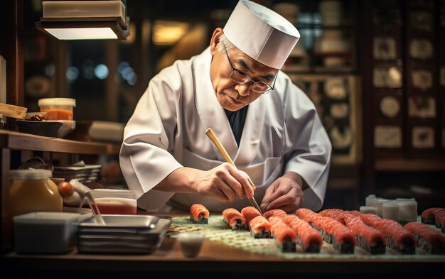 Photo meticulous sushi making at its finest