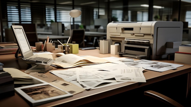 Meticulous work in progress at a school office desk