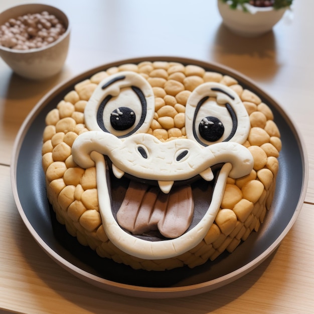 Meticulously Designed Cake With A Smiling Cartoon Character