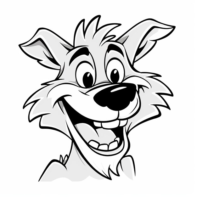 Photo meticulously designed cartoon wolf head with smiling mouth