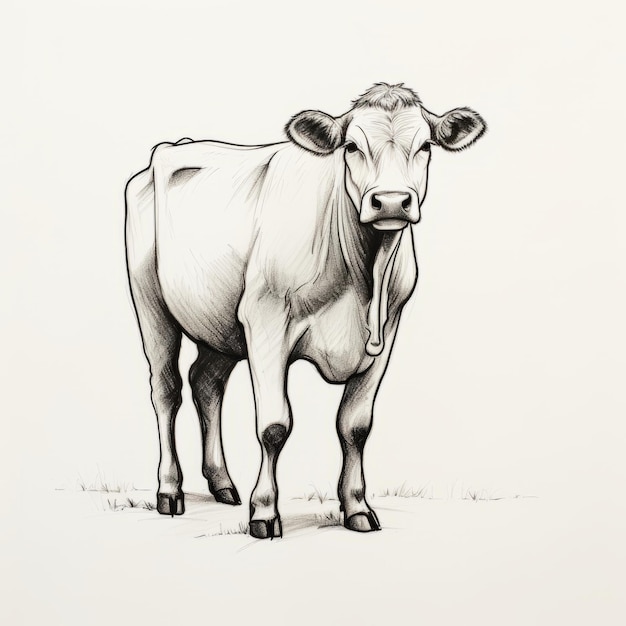 Meticulously Detailed Cow Drawing In Caravaggism Style