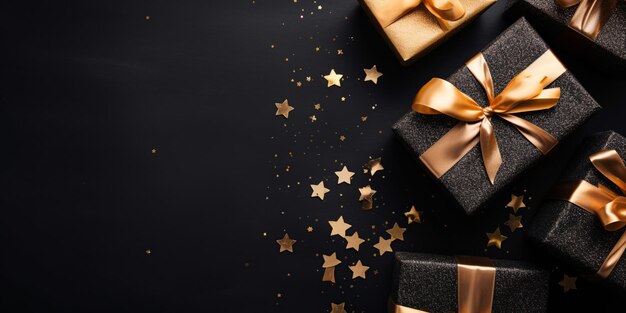 Meticulously Wrapped Gift Boxes Illuminating Black Friday Theme