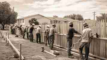 Photo metl building a fence