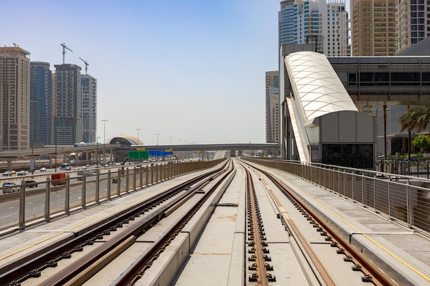 Metro railway in dubai united arab emirates