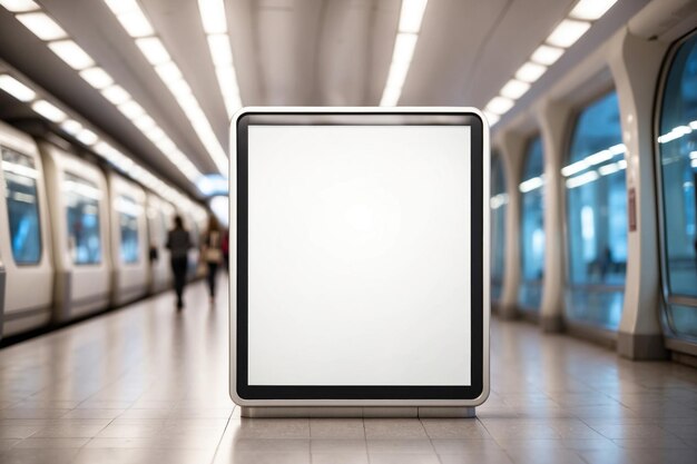 地下鉄駅の広告掲示板の白いモックアップ