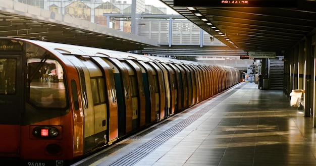 metro train at railroad station