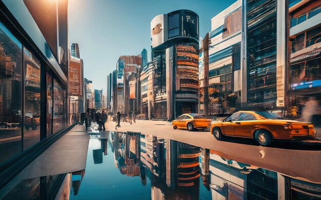 Metropolis city with tall buildings during daytime