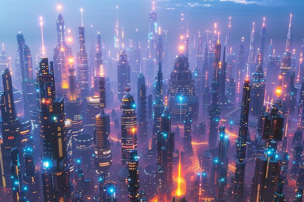 Metropolis of the future where AI and humans coexi