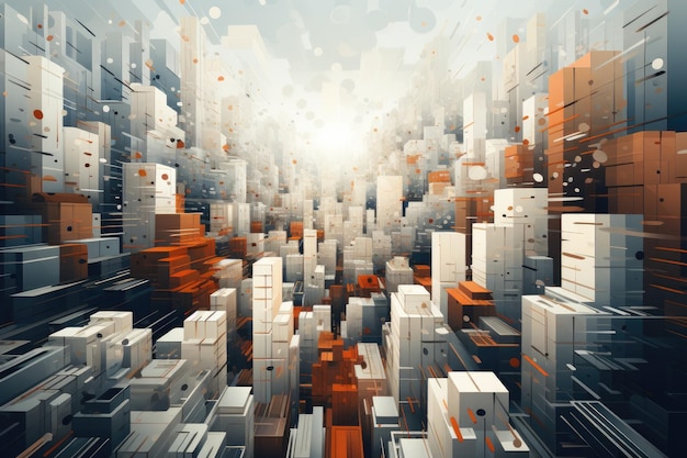 Metropolis stad lage veelhoek ontwerp Generatieve AI