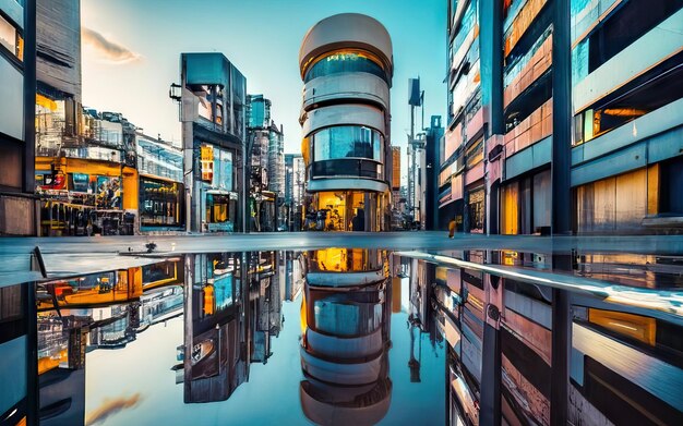 Foto metropoolstad met hoge gebouwen overdag