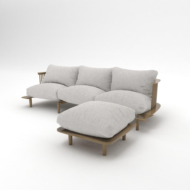 Meubilair voor moderne kamer interieur Comfortabele sofa op witte achtergrond 3D-rendering