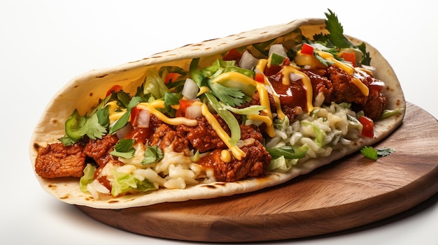 Mexicaans eten beef taco's met groenten op donkere houten achtergrond