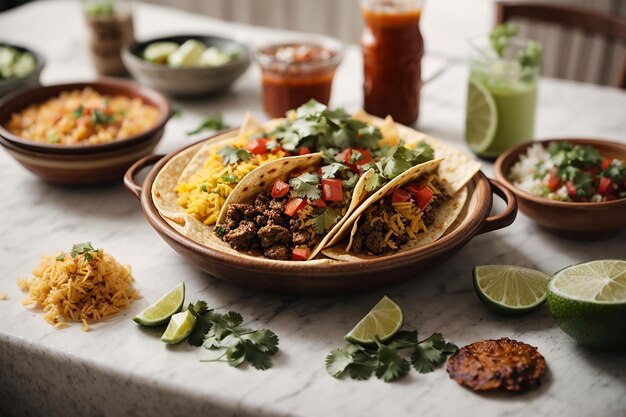 Mexicaans eten op witte tafel