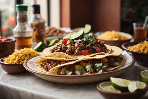 Mexicaans eten op witte tafel