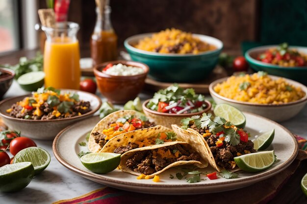 Mexicaans eten op witte tafel