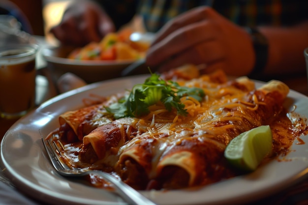 Mexicaans feest Mexicaans eet enchiladas