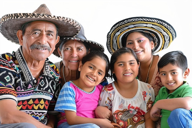 Mexicaans gezin op een witte achtergrond