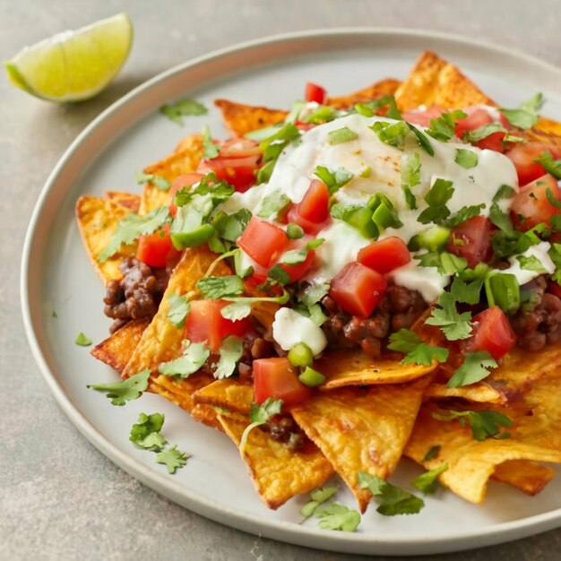 Mexicaans straatvoedsel met nachos en verse salsa.