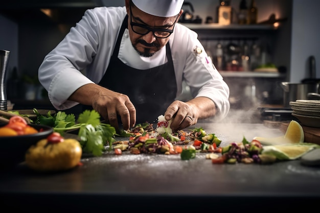 Mexicaanse chef-kok in actie in de keuken