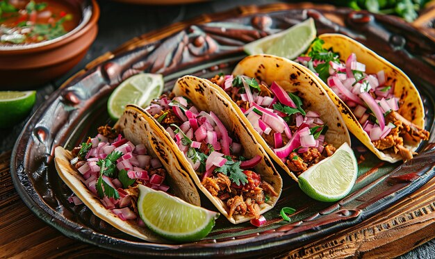 Mexicaanse cochinita pibil tacos met habanero saus traditioneel voedsel in Yucatan Mexico