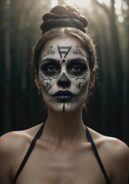 Mexicaanse dag van de dode make-upfoto typisch voor de dia de los muertos Mexicaanse religieuze voorraad