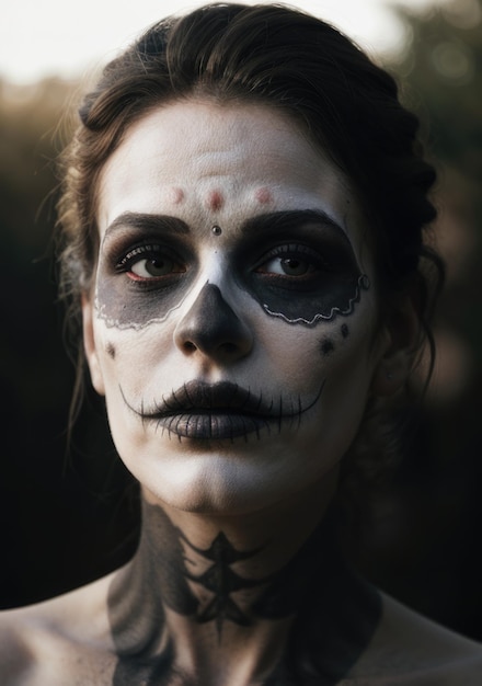 Mexicaanse dag van de dode make-upfoto typisch voor de dia de los muertos Mexicaanse religieuze voorraad