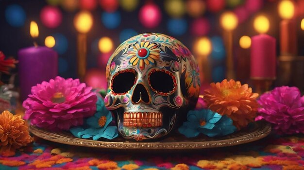Foto mexicaanse dag van de doden decoratie