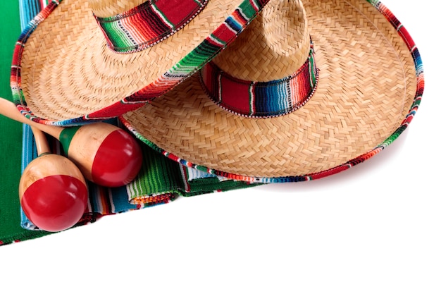 Mexicaanse deken en sombrero&#39;s