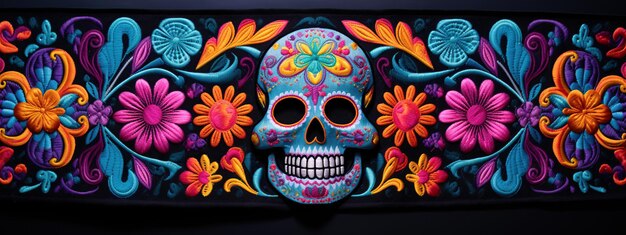 Foto mexicaanse dia de los muertos feestdag traditionele etnische ontwerp achtergrond