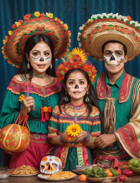 Mexicaanse familie viert de gelukkige dag