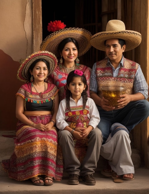 Mexicaanse familie viert de gelukkige dag