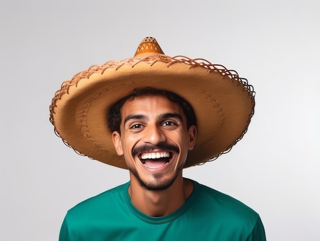 Mexicaanse man in emotionele pose op witte achtergrond