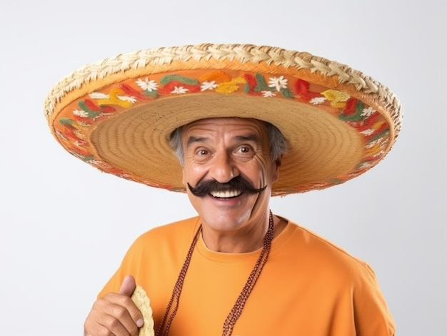 Mexicaanse man in emotionele pose op witte achtergrond