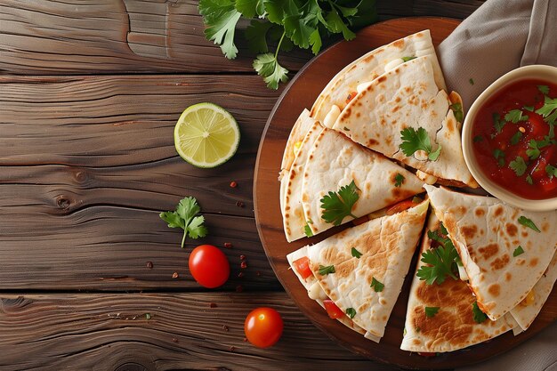 Mexicaanse quesadillas van bovenaf