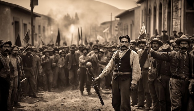 Mexicaanse Revolutie in zwart-wit redactionele fotografie van 1910