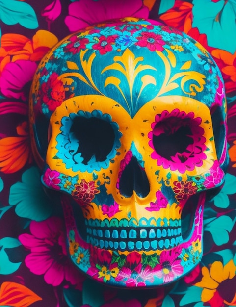 Mexicaanse schedel kleurrijke achtergrond