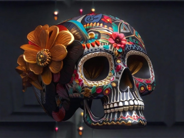 Mexicaanse schedel kleurrijke achtergrond