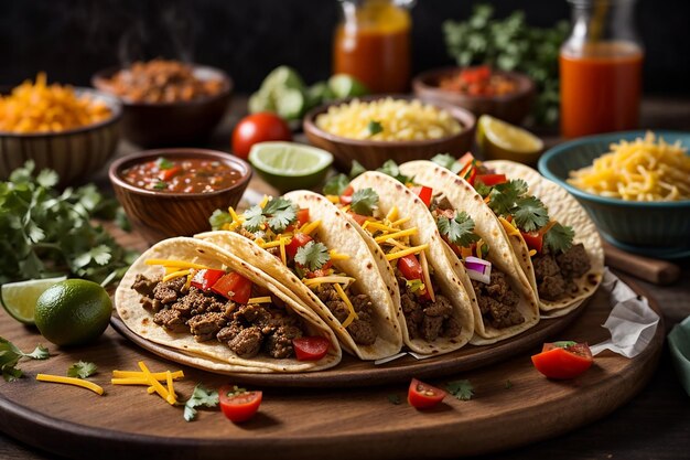 Mexicaanse taco's met vleesgroenten en kaas