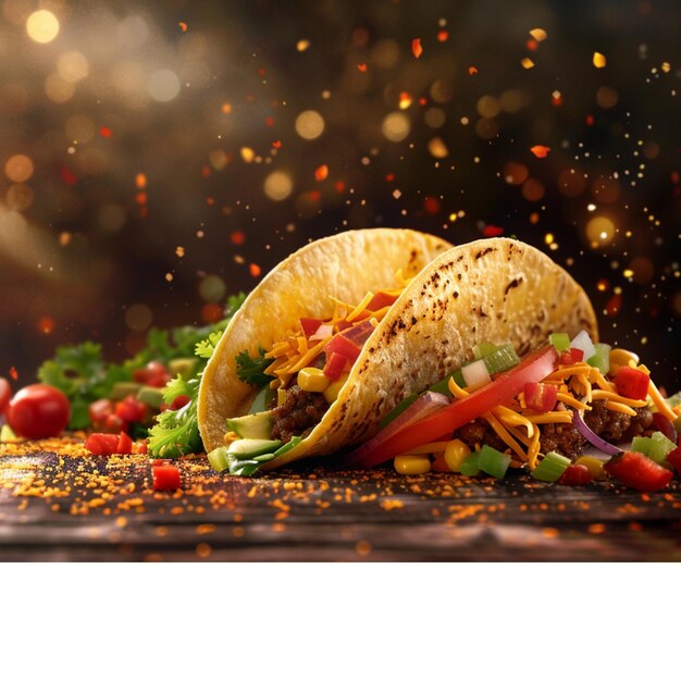 Foto mexicaanse taco's met vullingen zoals rundvlees, kip, vis of groenten, vaak vergezeld van guacamo