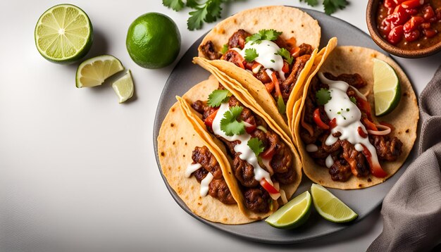 Mexicaanse taco's op een witte achtergrond.