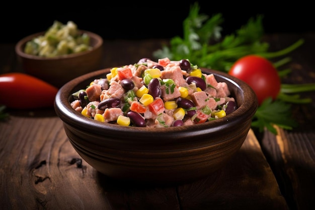 Mexicaanse tonijnsalade met zwarte bonen en maïs