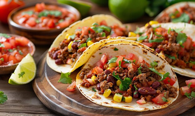 Mexicaanse tortilla's met chili con carne tomatensalsa