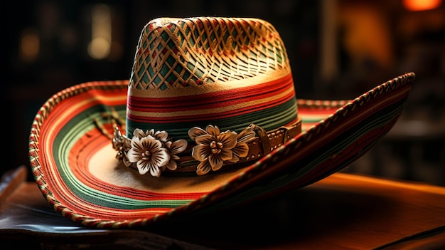 Foto mexicaanse vlag mexicaanse hoed cinco de mayo