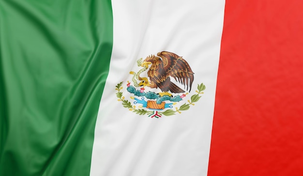 Mexicaanse vlag wappert in de wind Mexicaanse vlag volledige pagina