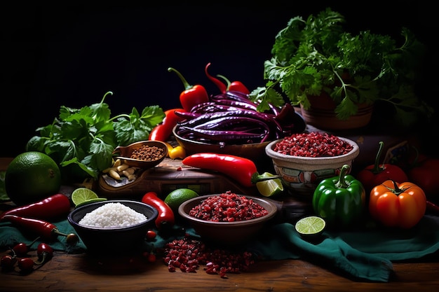 Mexicaanse voedselingrediënten in kleuren